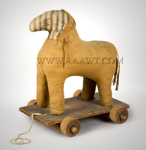Antique Toy, Pull Toy, Folk Art Horse, American, 19th Century, angle view